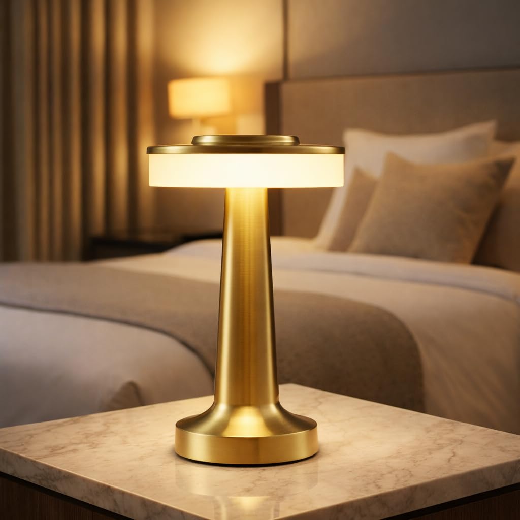 Modern Gold Table Lamp with Soft LED Light