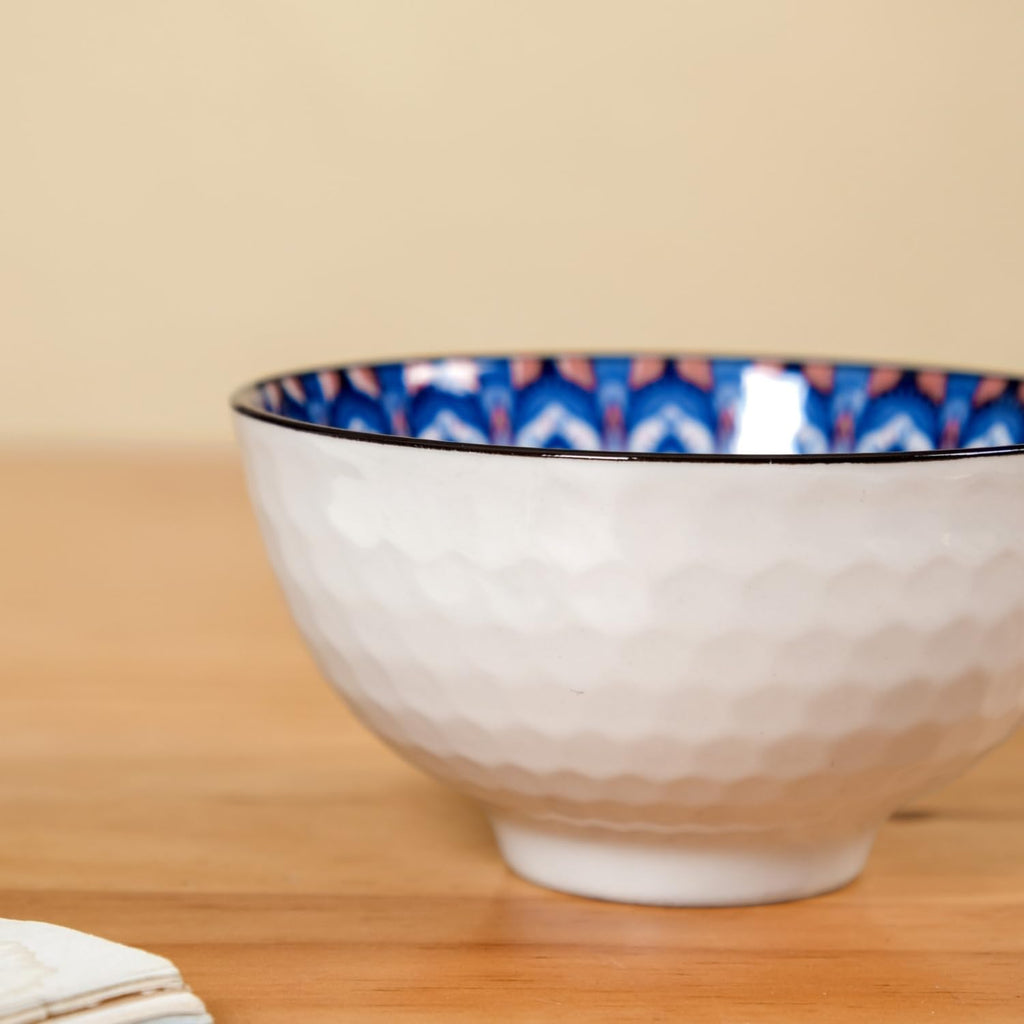 Bohemian Mosaic Ceramic Bowls – Set of 6 | Handcrafted Multi-Pattern Snack Bowls
