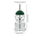 Bear Shape Glass Cup with Straw | Cute Glass Tumbler for Kids, Milk & Cold Drinks