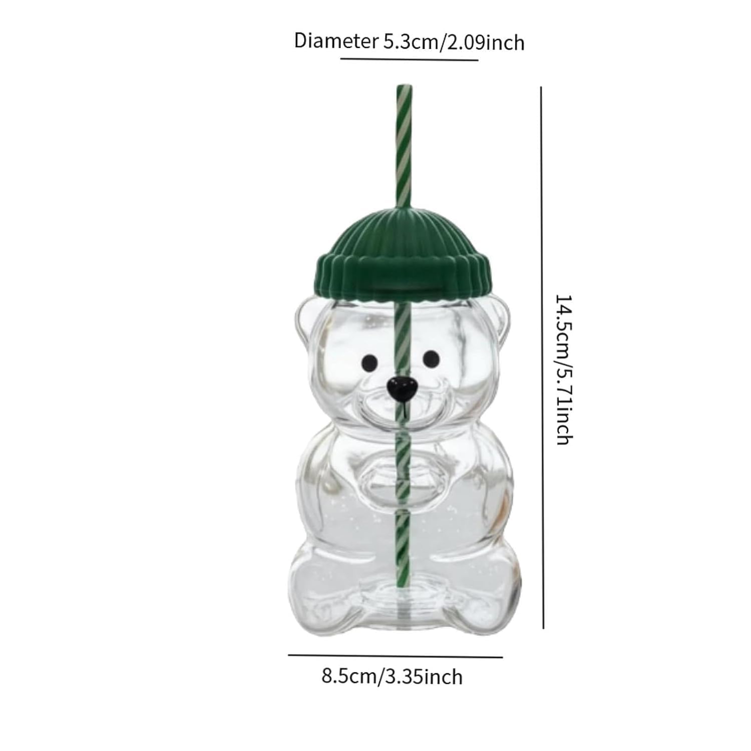 Bear Shape Glass Cup with Straw | Cute Glass Tumbler for Kids, Milk & Cold Drinks