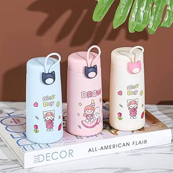 Cute Cartoon Kids Water Bottle with Strap – BPA-Free Leakproof Reusable Bottle for School & Travel
