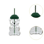 Bear Shape Glass Cup with Straw | Cute Glass Tumbler for Kids, Milk & Cold Drinks