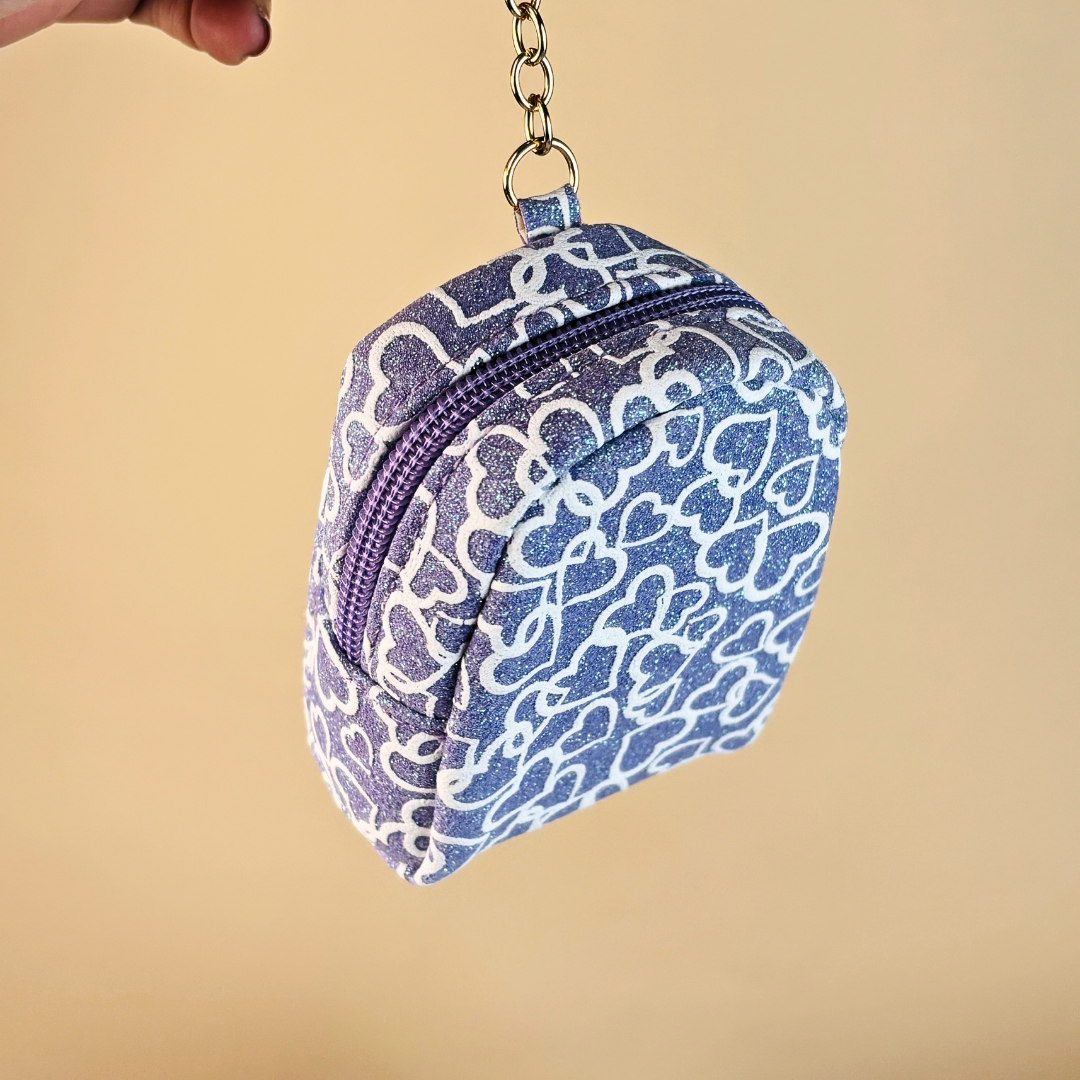 Mini Heart Print Coin Pouch Keychain(Random Color)