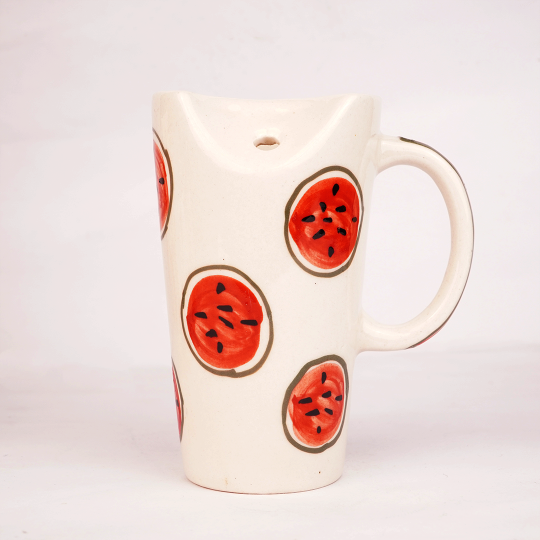 White Ceramic Watermelon Mug – Cute Fruit Print Coffee Cup for Tea & Beverages