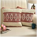 Rust & Cream Boho Textured Cushion Cover Set – Tufted Decorative Throw Pillows Cover set for Sofa, Living Room & Bedroom (Pack of 2)