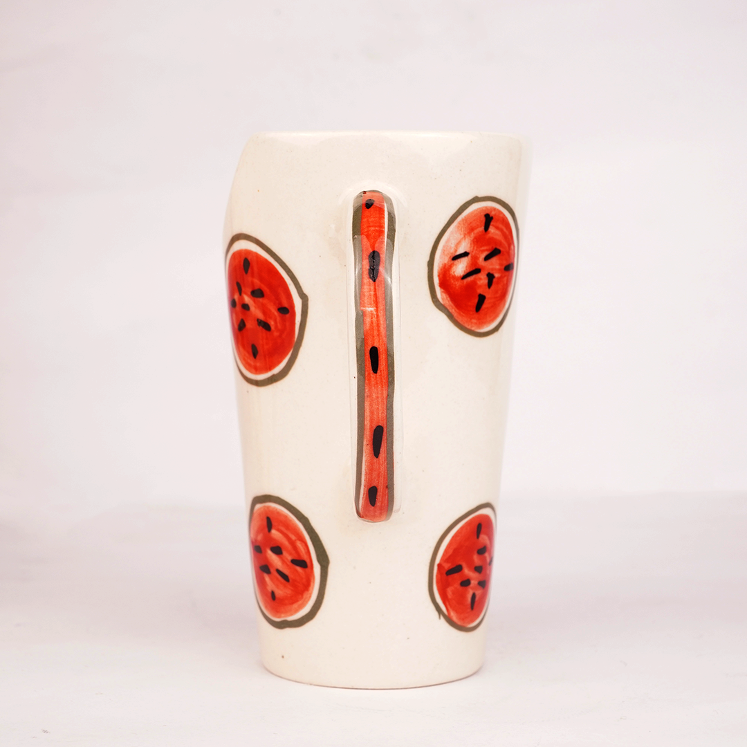 White Ceramic Watermelon Mug – Cute Fruit Print Coffee Cup for Tea & Beverages