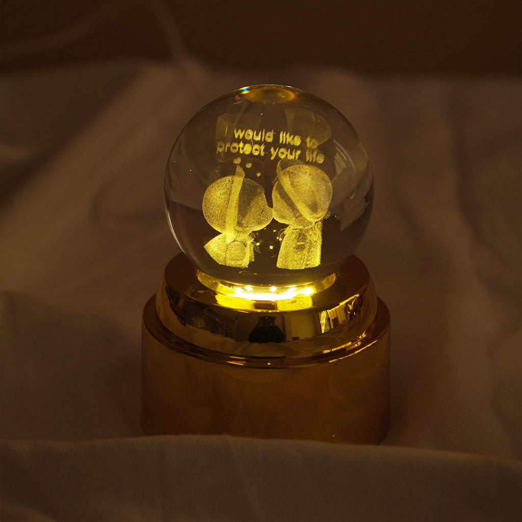 Rotating Crystal Ball LED Night Lamp with Warm Glow ( random design )
