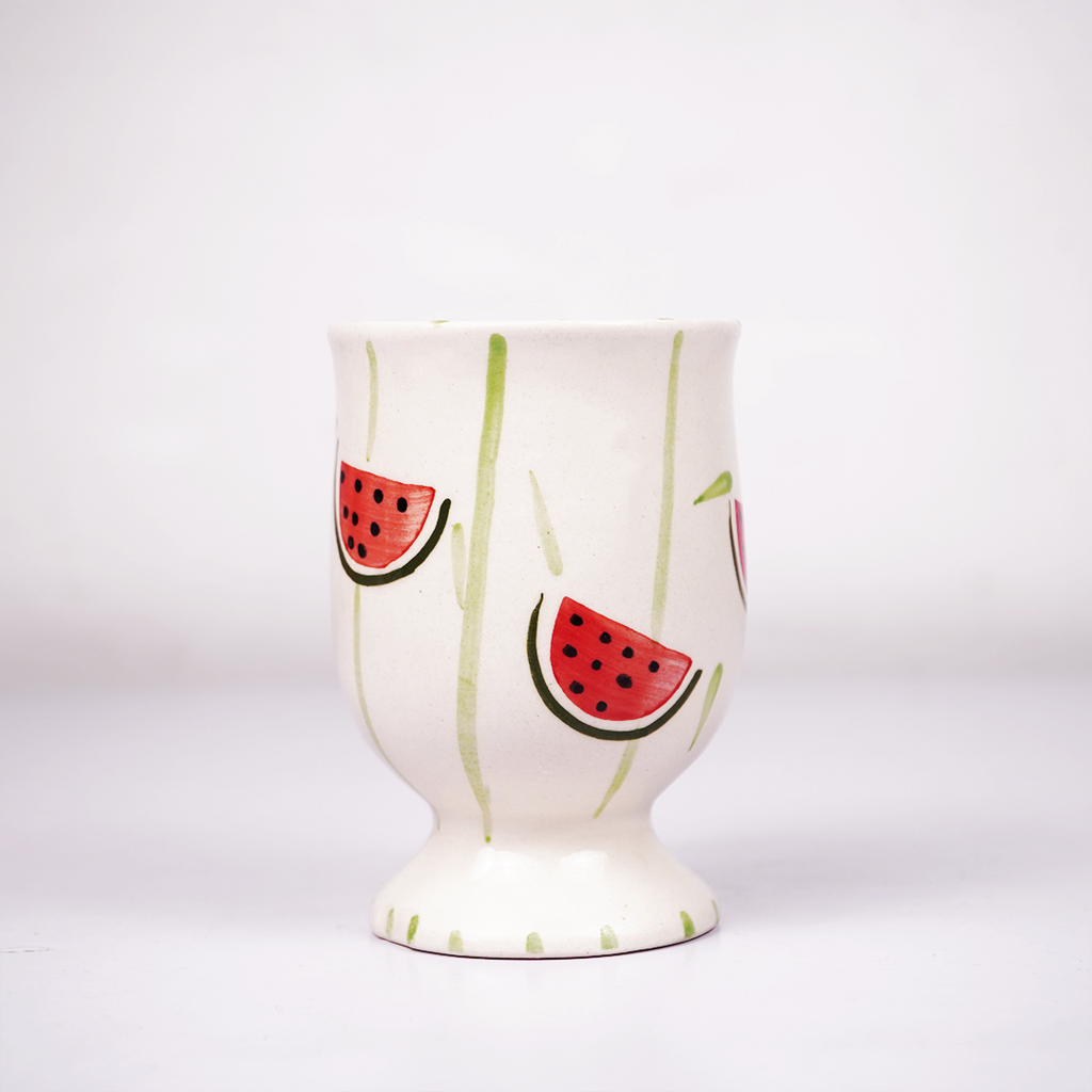 Watermelon Glass with Hand Painted Fruit Design