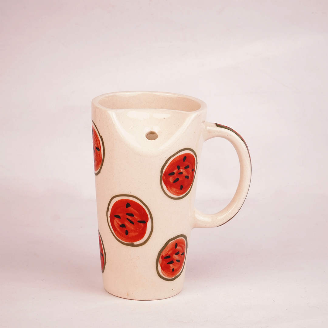 White Ceramic Watermelon Mug – Cute Fruit Print Coffee Cup for Tea & Beverages