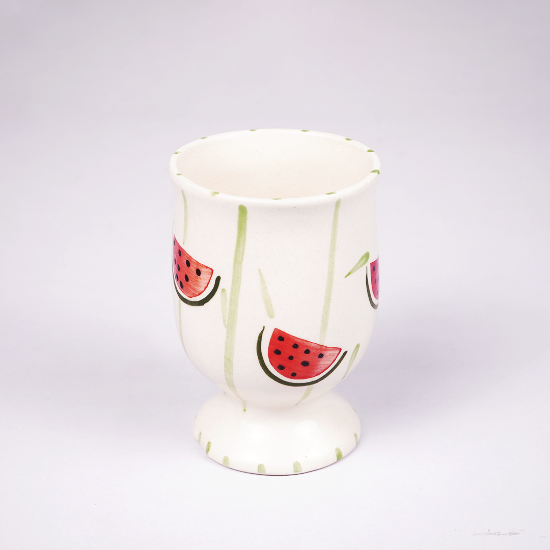 Watermelon Glass with Hand Painted Fruit Design