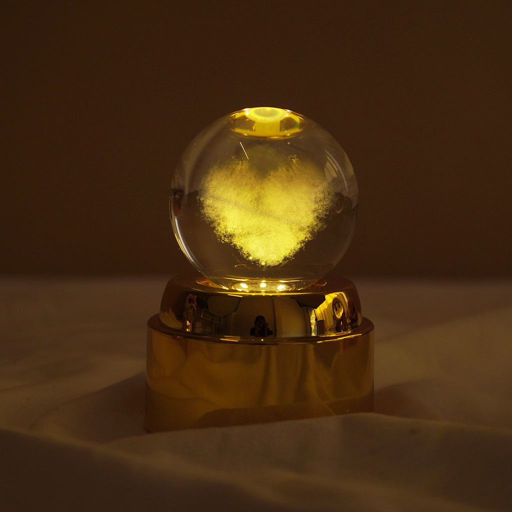 Rotating Crystal Ball LED Night Lamp with Warm Glow ( random design )