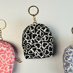 Mini Heart Print Coin Pouch Keychain(Random Color)