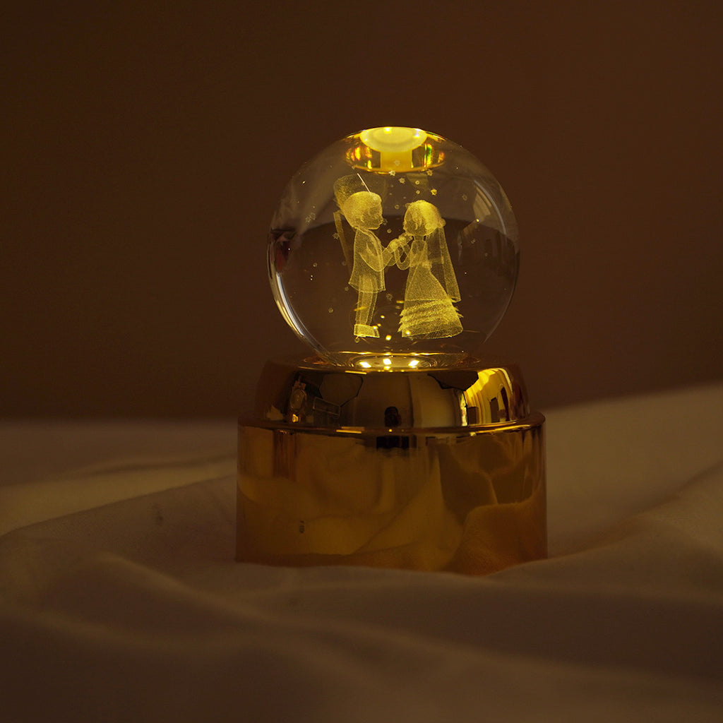 Rotating Crystal Ball LED Night Lamp with Warm Glow ( random design )