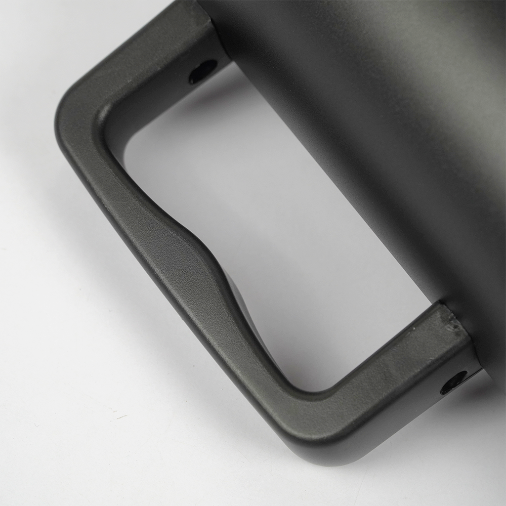Matte Black Insulated Travel Mug with Handle & Straw