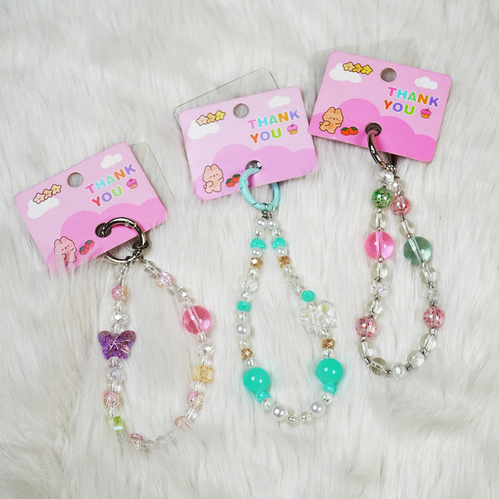 Cute Aesthetic Pearl & Crystal Key Ring