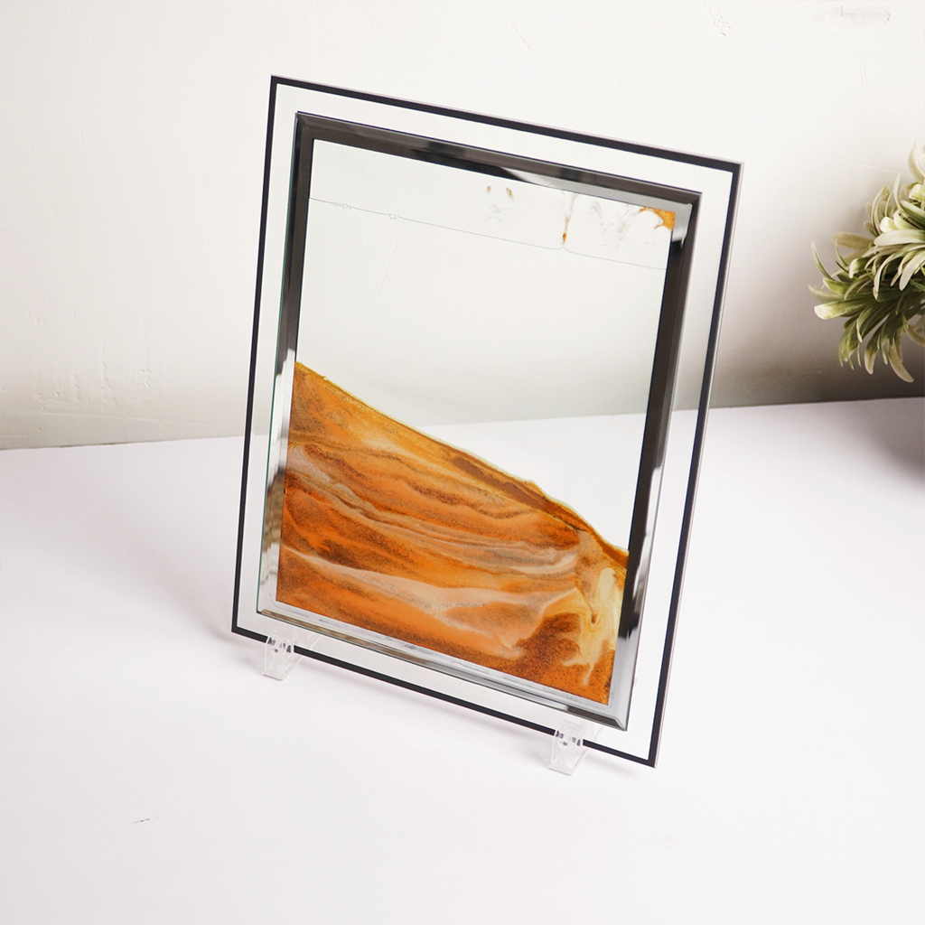 Abstract Sand Art Wall Frame | Modern Glass Wall Décor | Minimal Aesthetic Home & Office Wall Art