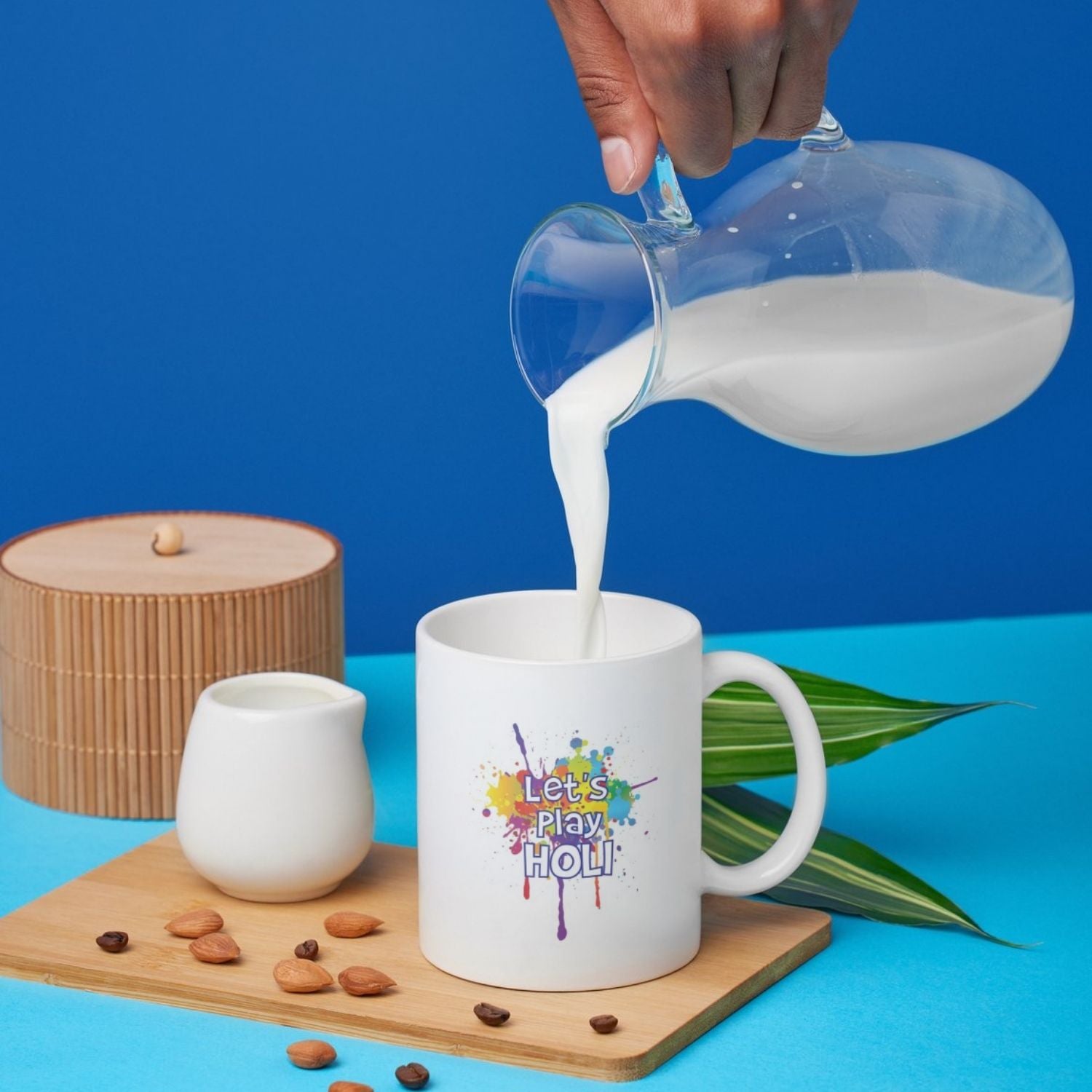 Let’s Play Holi Printed Ceramic Mug – Colorful Holi Festival Coffee Cup for Gifts, Home & Office