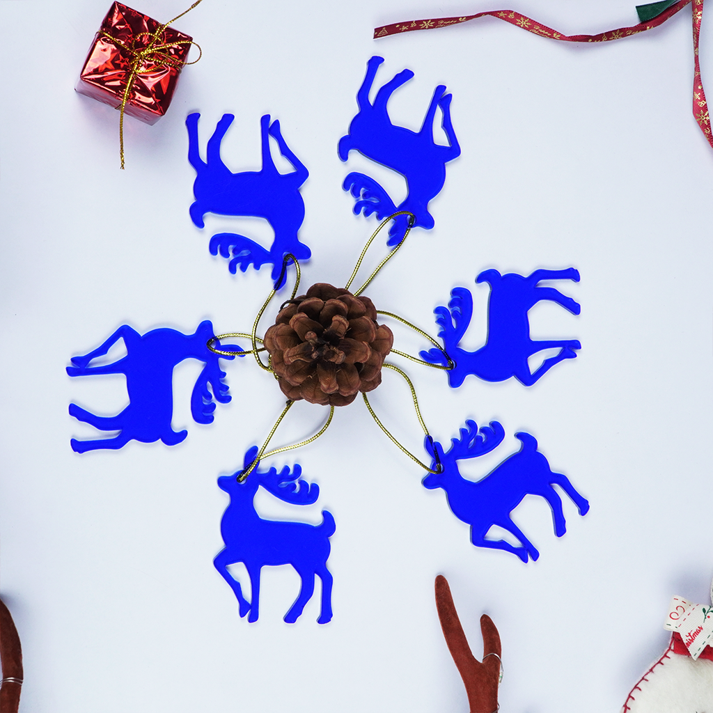Blue Deer designed Christmas Decoration Ornaments- Set of 2