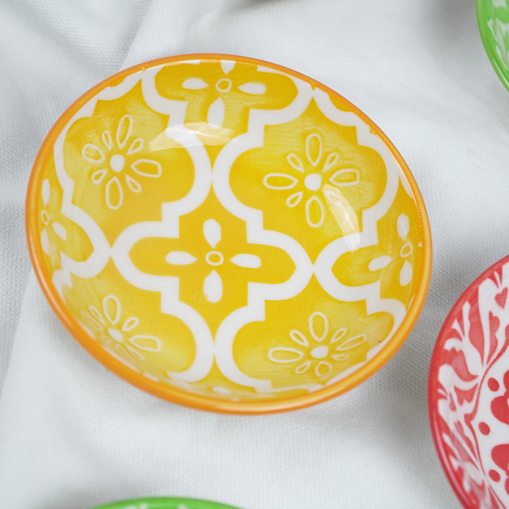 Set-8 Colorful Printed Ceramic Bowls Set | Multicolor Snack, Dip & Dessert Bowls for Kitchen & Dining