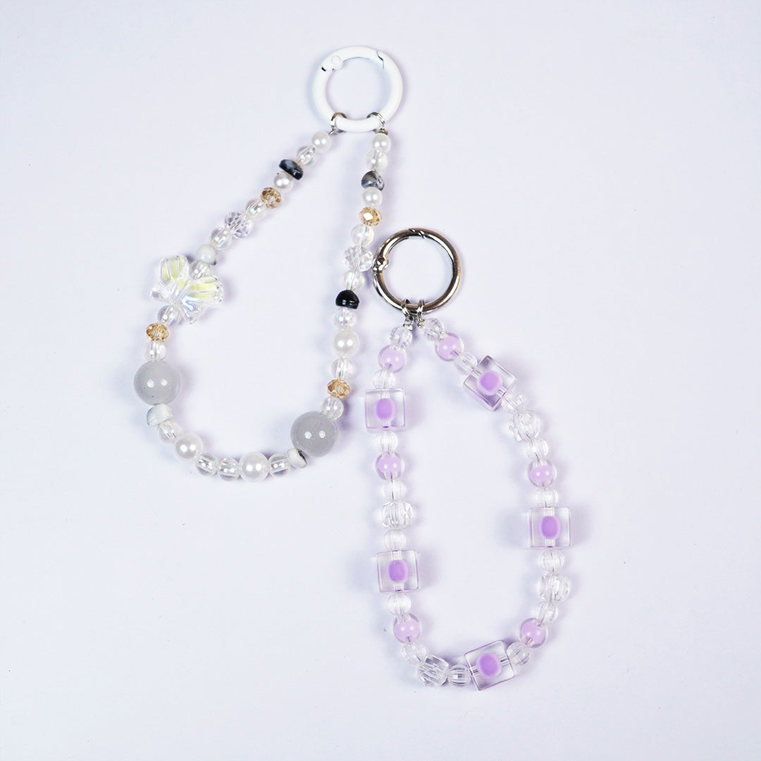 Cute Aesthetic Pearl & Crystal Key Ring