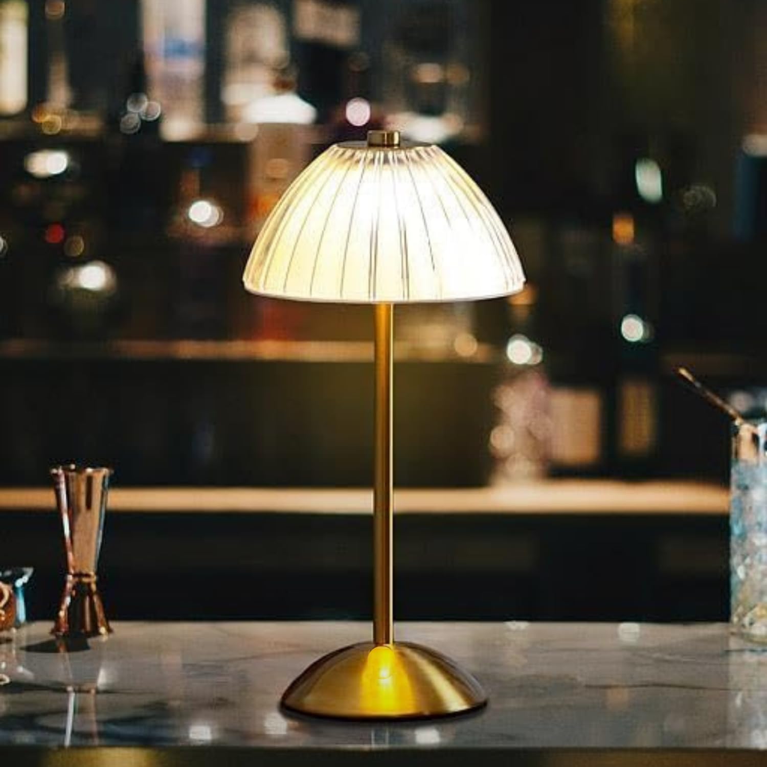 Ribbed Dome Shade Warm Ambient LED Desk Lamp