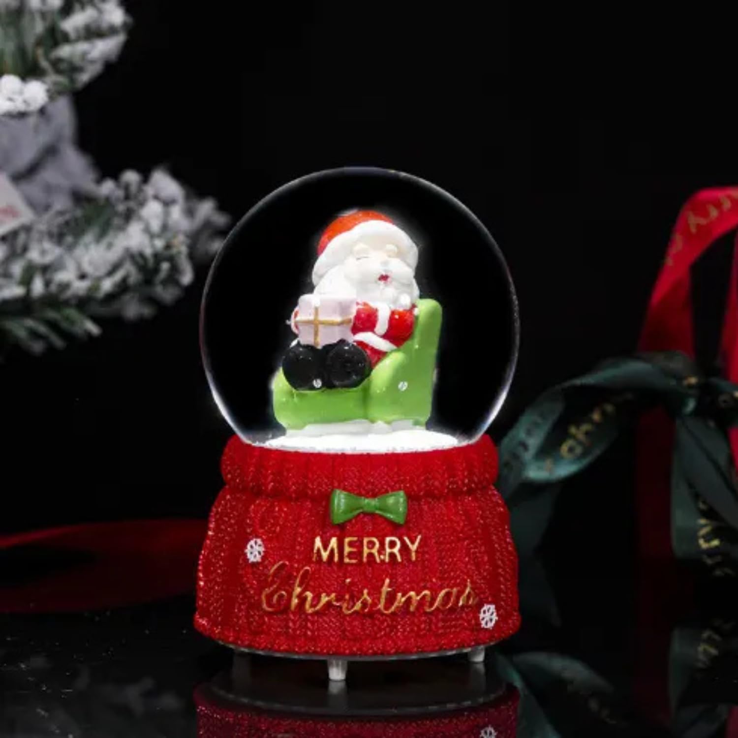 Set of 4 Adorable Santa Claus Christmas Snow Globes  | Festive Home Decor & Holiday Gift