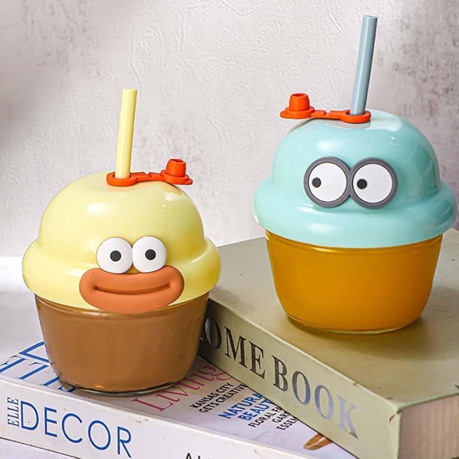 Cute Cartoon Cup with Straw for Kids & Adults | Reusable Sipper Cup | Fun Drinking Cup for Home, Office & Gifts