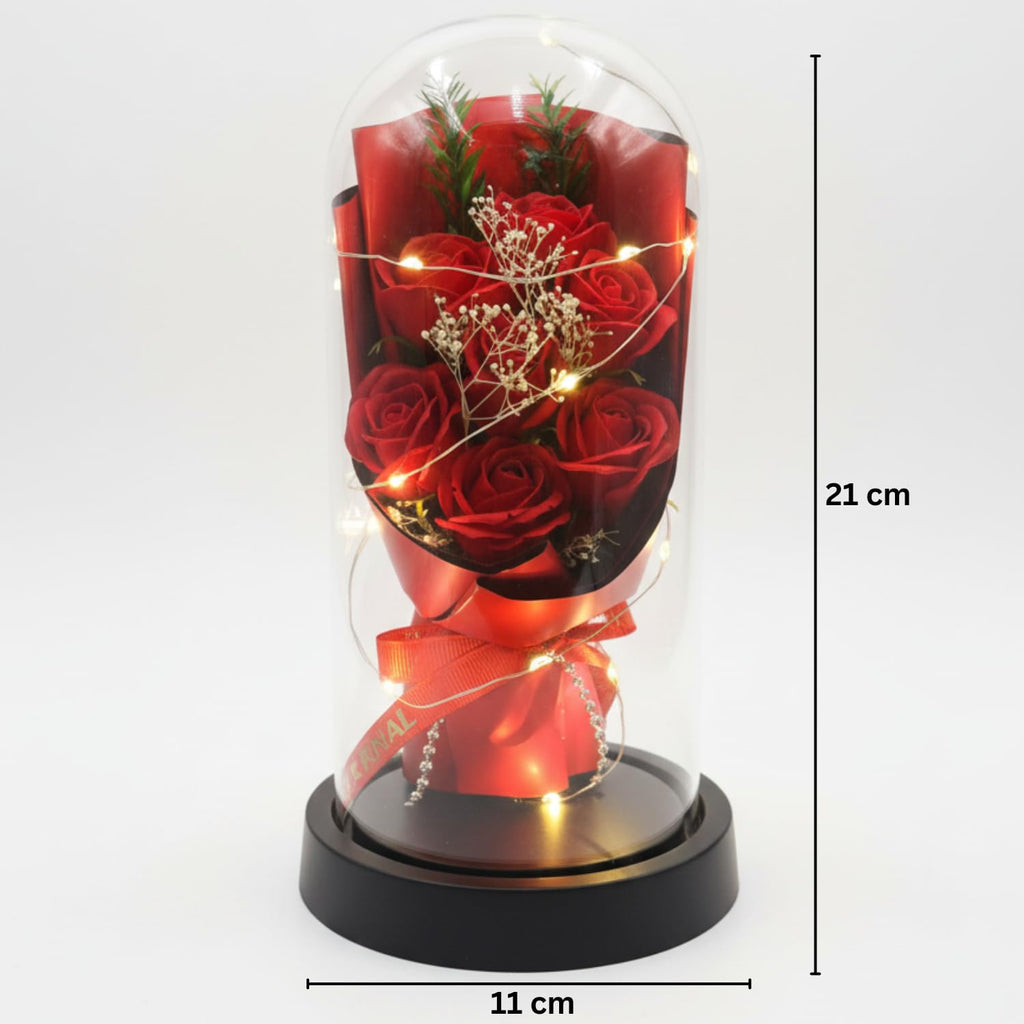 Forever Rose in Glass Dome Lamp