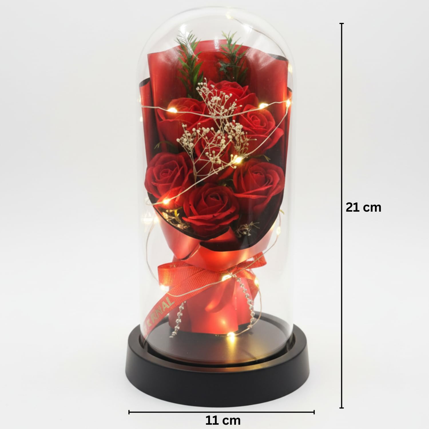 Forever Rose in Glass Dome Lamp