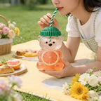 Bear Shape Glass Cup with Straw | Cute Glass Tumbler for Kids, Milk & Cold Drinks