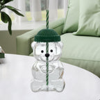 Bear Shape Glass Cup with Straw | Cute Glass Tumbler for Kids, Milk & Cold Drinks