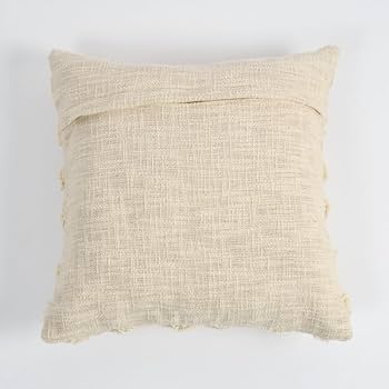 Cream Minimalist Textured Cushion Cover Set – Modern Tufted Decorative Throw Pillows Cover Set for Sofa, Living Room & Bedroom (Pack of 2)