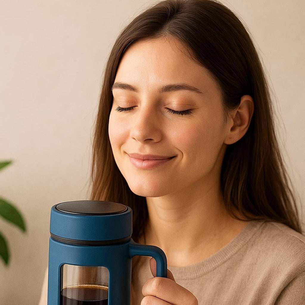 Double-Wall Glass Tea Mug with Infuser – Stylish Tea & Coffee Cup-1 piece