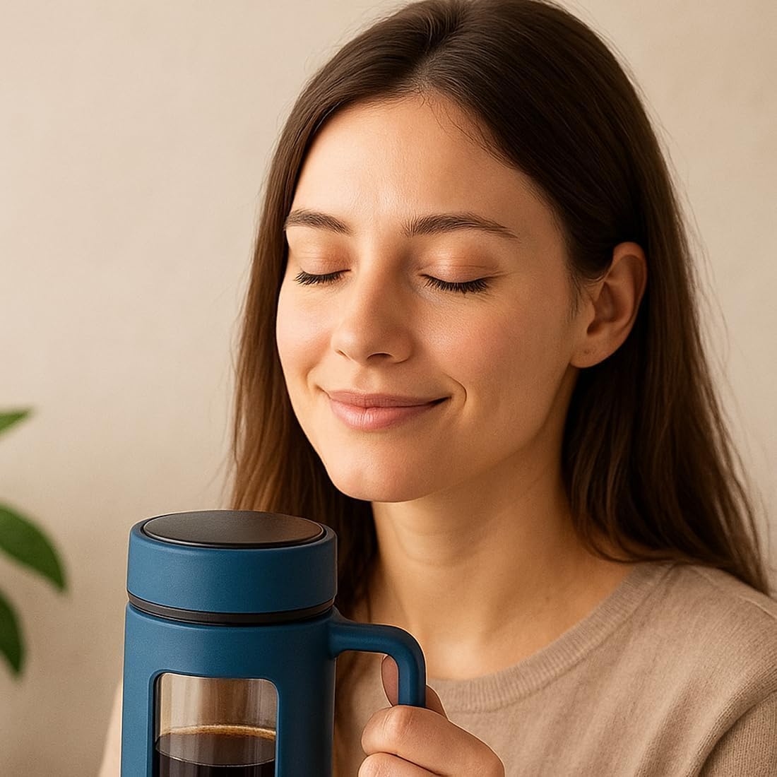 Double-Wall Glass Tea Mug with Infuser – Stylish Tea & Coffee Cup-1 piece