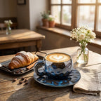 Midnight Blue Ceramic Coffee Cup & Saucer Set