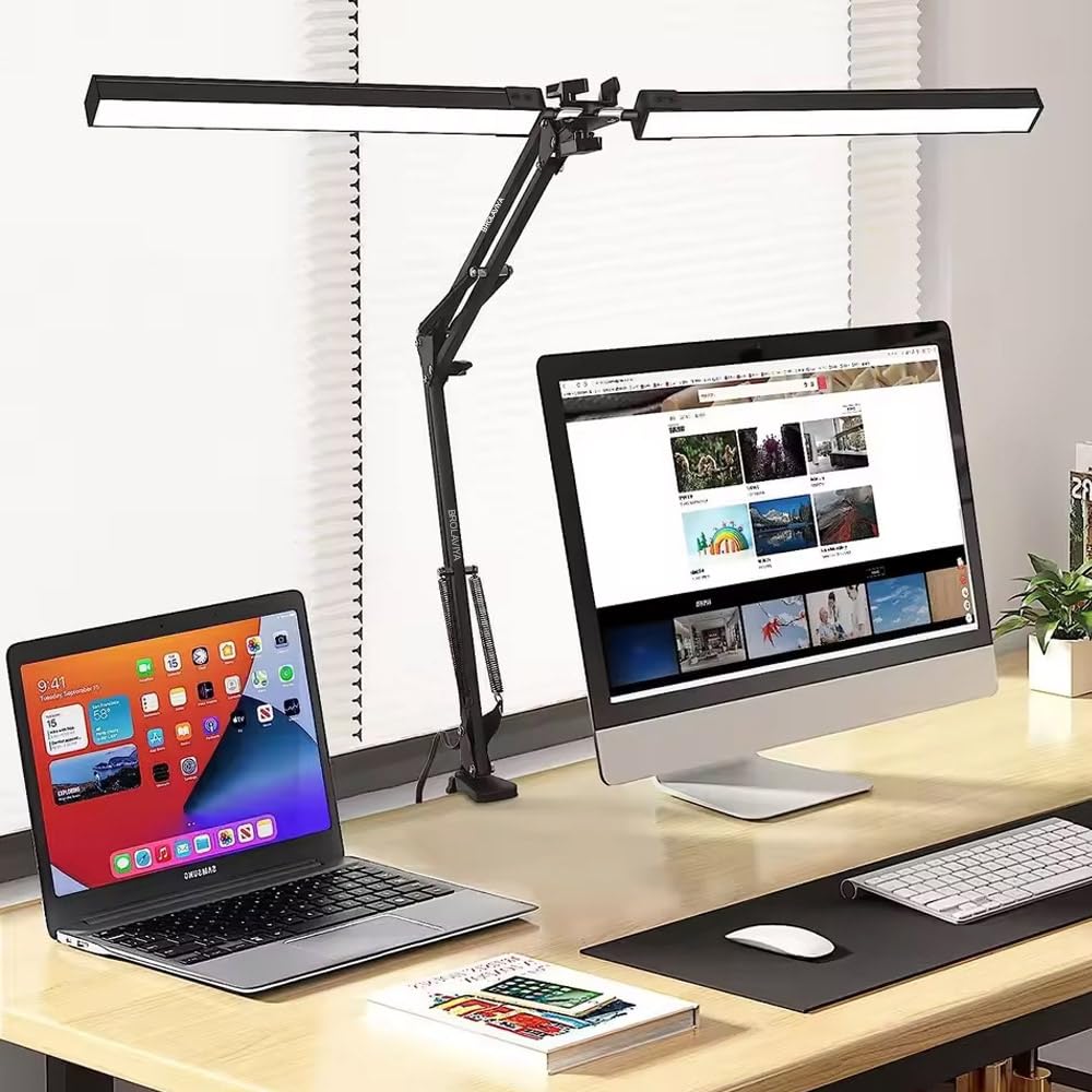 Double Head LED Desk Lamp with Clamp