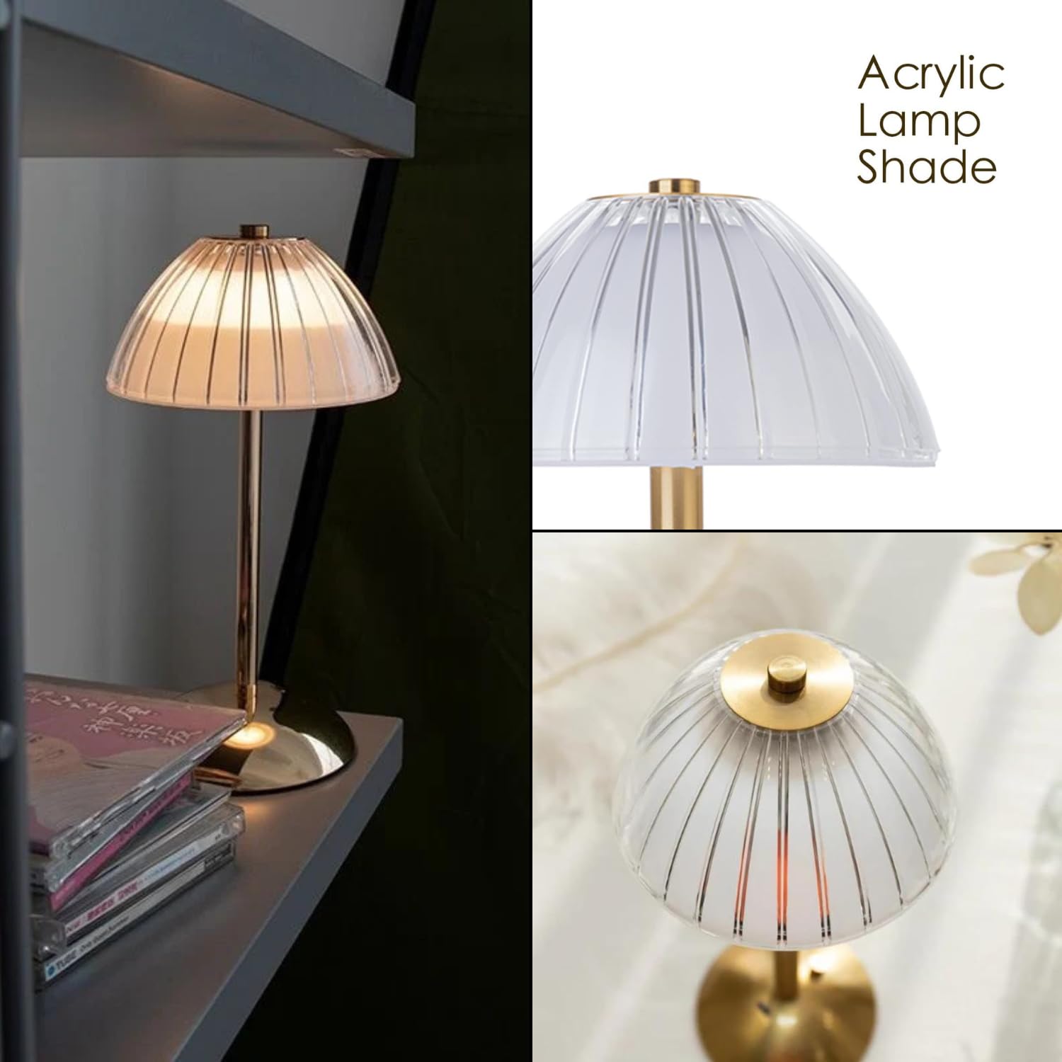 Ribbed Dome Shade Warm Ambient LED Desk Lamp