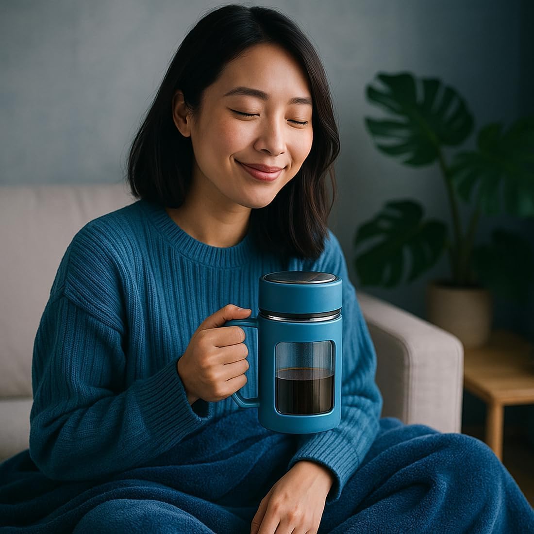 Double-Wall Glass Tea Mug with Infuser – Stylish Tea & Coffee Cup-1 piece