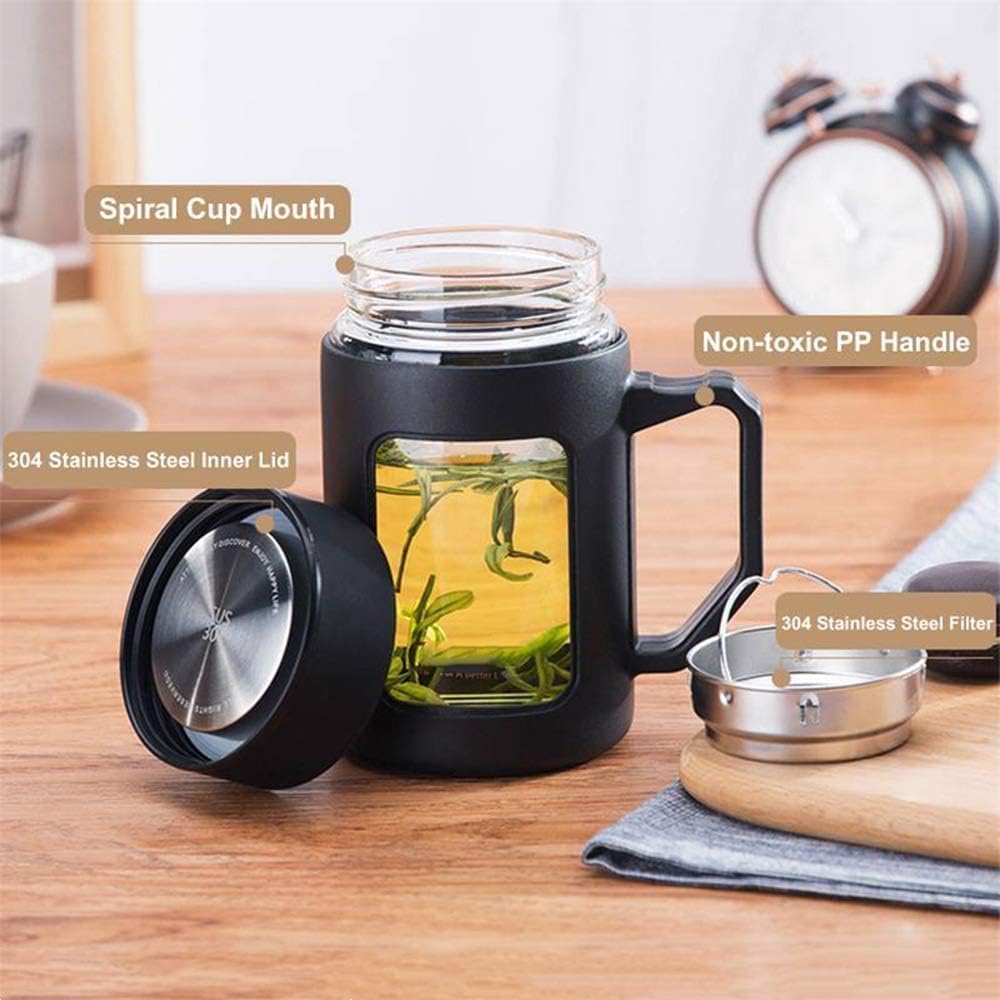 Double-Wall Glass Tea Mug with Infuser – Stylish Tea & Coffee Cup-1 piece
