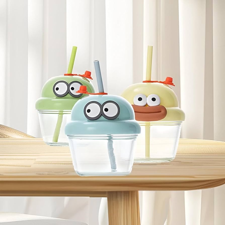 Cute Cartoon Cup with Straw for Kids & Adults | Reusable Sipper Cup | Fun Drinking Cup for Home, Office & Gifts