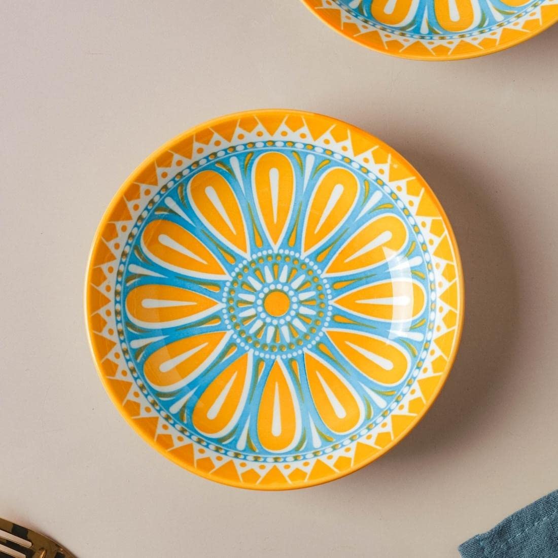 Vibrant Sunshine Bloom Ceramic Bowls – Set of 4 (220ml each)