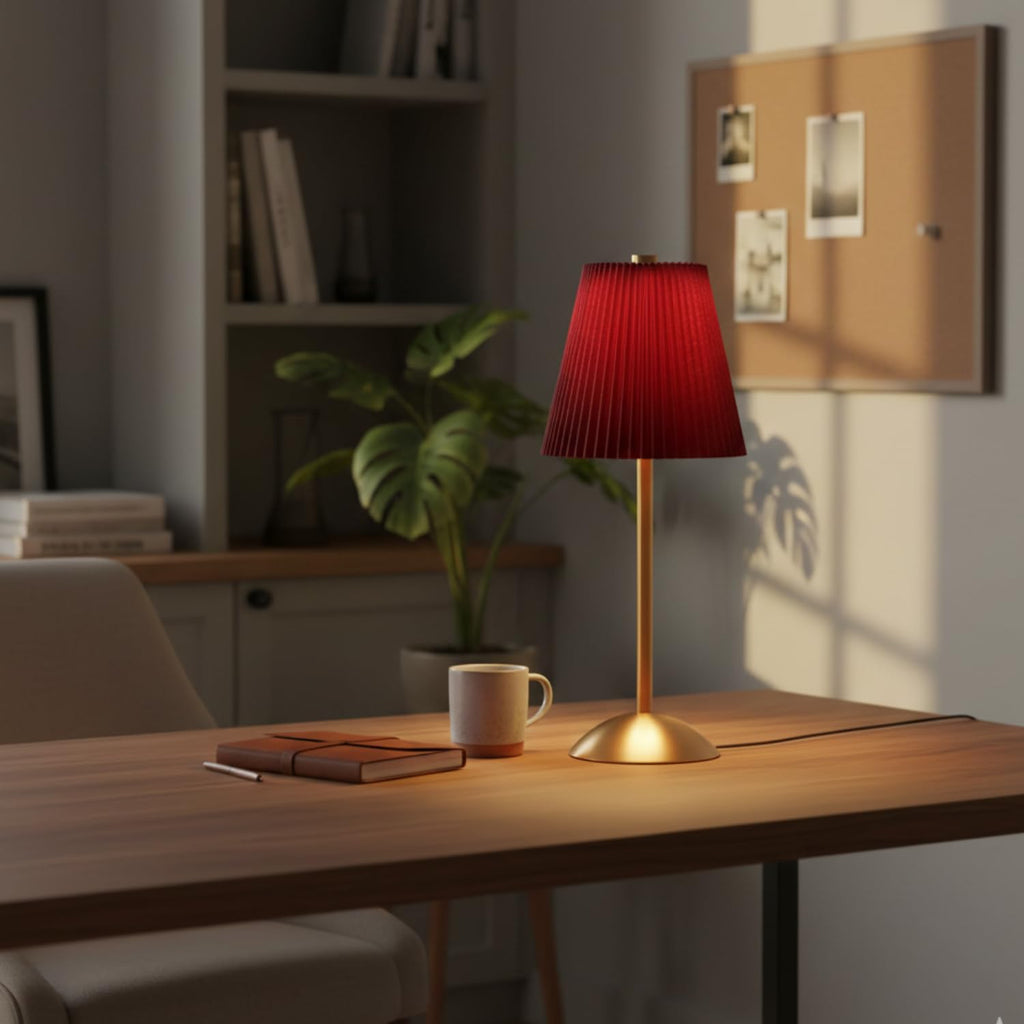 Elegant Pleated Table Lamp with Warm Ambient Light