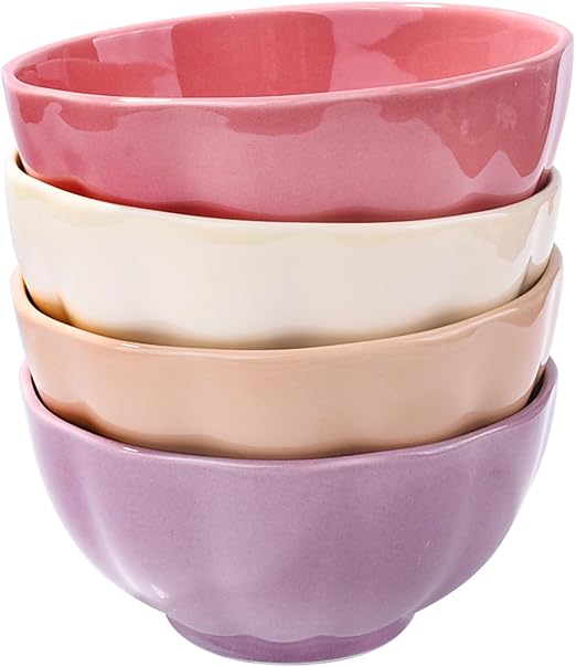 Pastel Charm Ceramic Bowls – Set of 4 | Elegant Multi-Color Serving Bowls for Everyday & Special Occasions