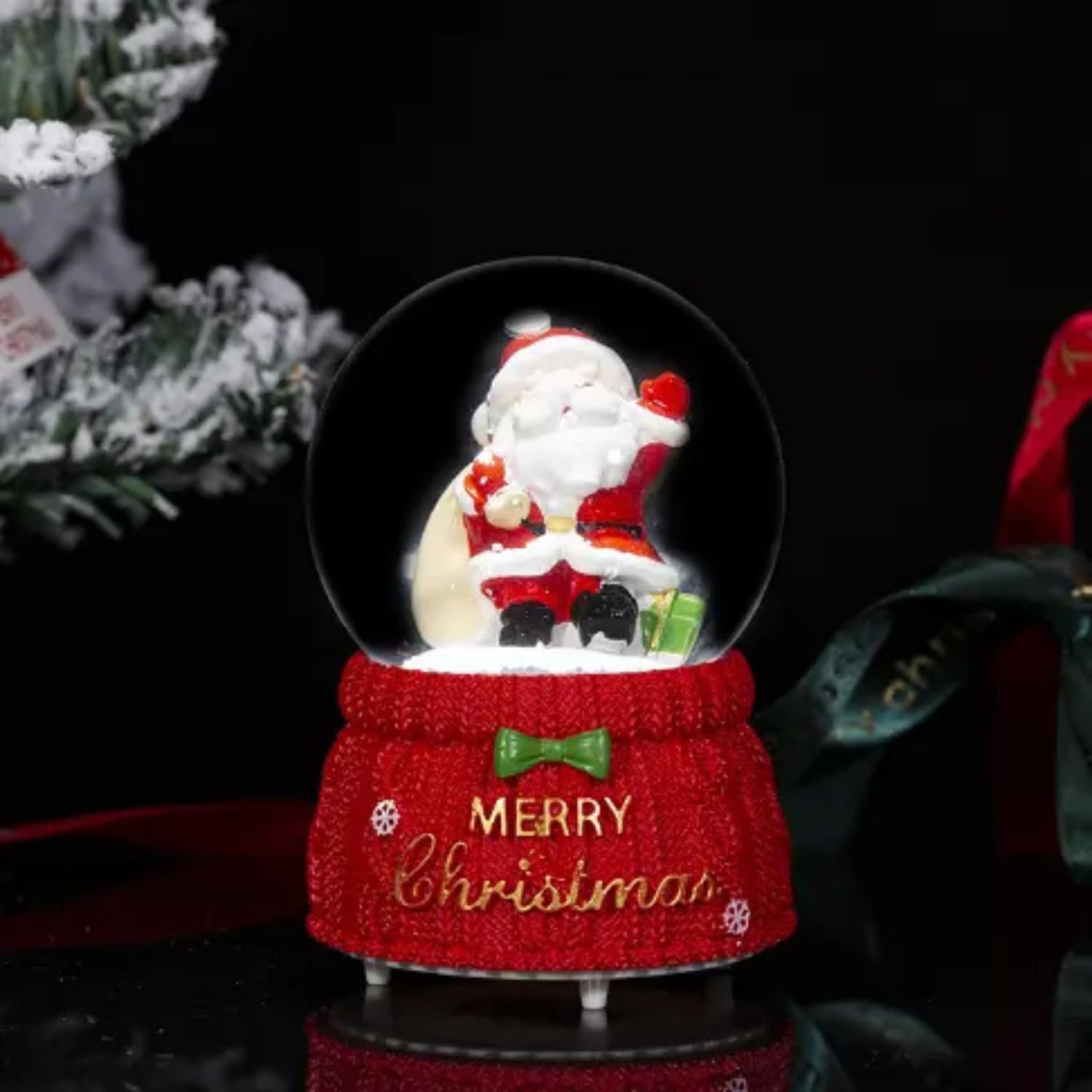 Set of 4 Adorable Santa Claus Christmas Snow Globes  | Festive Home Decor & Holiday Gift