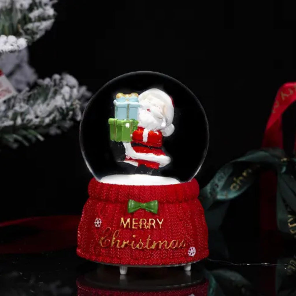 Set of 4 Adorable Santa Claus Christmas Snow Globes  | Festive Home Decor & Holiday Gift