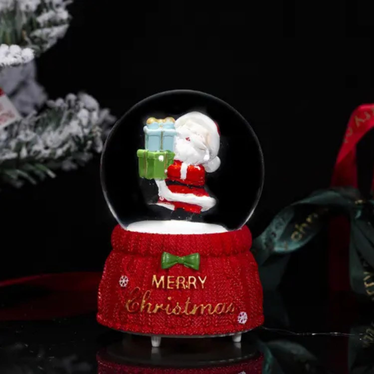Set of 4 Adorable Santa Claus Christmas Snow Globes  | Festive Home Decor & Holiday Gift