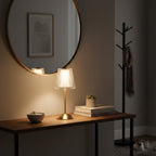 Luxury Rechargeable Fabric White Table Lamp with Touch Control