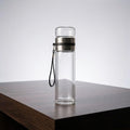 Glass Water Bottle with Stainless Steel Lid & Carry Strap | Reusable Travel & Gym Bottle