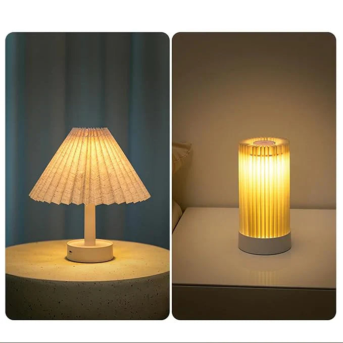 Pleated LED Table Lamp | 3 Light Modes | Portable & Rechargeable Bedside Lamp for Home Décor
