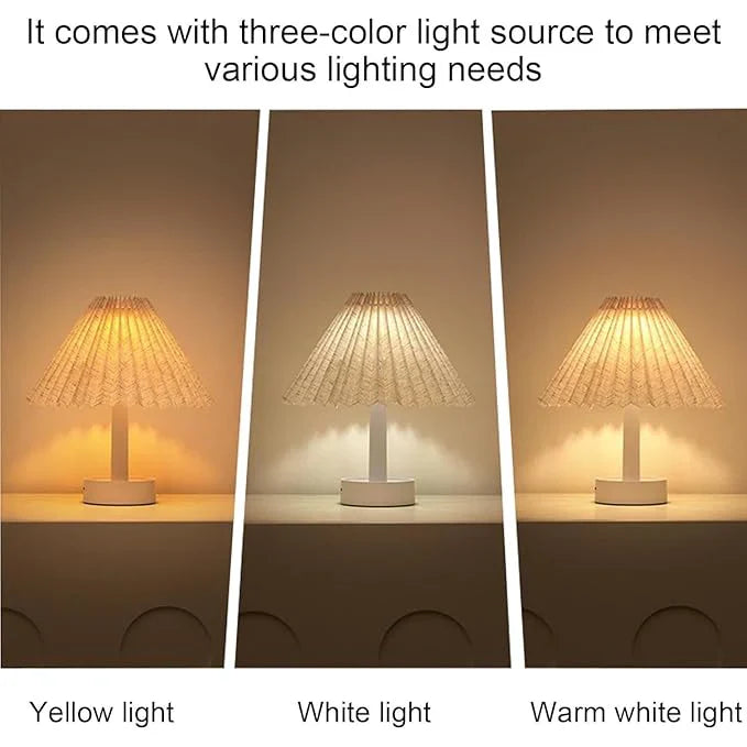 Pleated LED Table Lamp | 3 Light Modes | Portable & Rechargeable Bedside Lamp for Home Décor